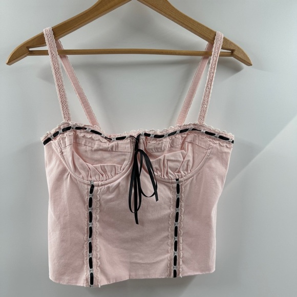 Pacsun Beverly & Beck Light Pink Corset Top – Black Detailing, Size Small - Picture 1 of 8